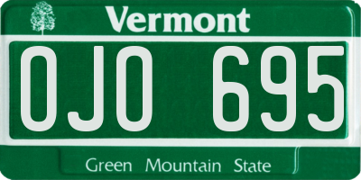 VT license plate OJO695