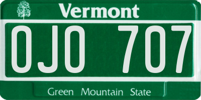 VT license plate OJO707