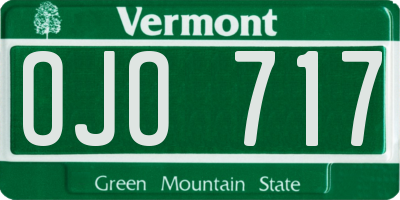 VT license plate OJO717