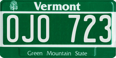 VT license plate OJO723