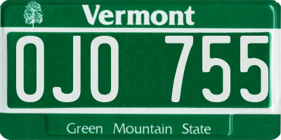 VT license plate OJO755