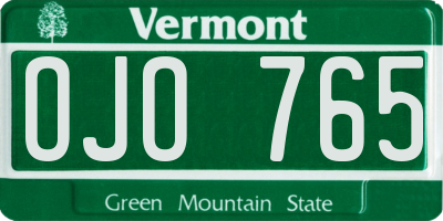 VT license plate OJO765