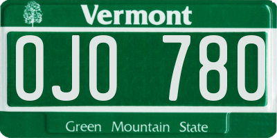VT license plate OJO780
