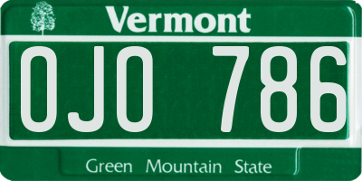 VT license plate OJO786