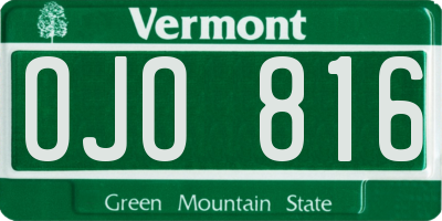 VT license plate OJO816