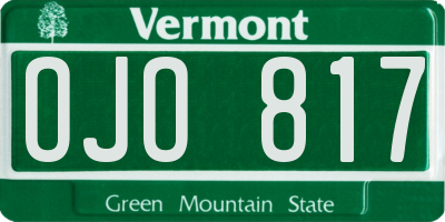 VT license plate OJO817
