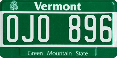 VT license plate OJO896