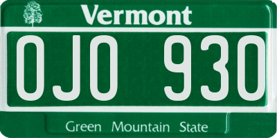 VT license plate OJO930