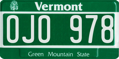 VT license plate OJO978