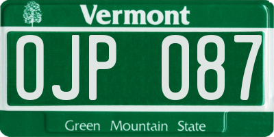 VT license plate OJP087