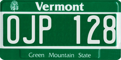 VT license plate OJP128