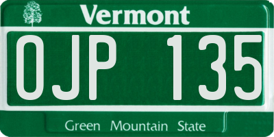 VT license plate OJP135