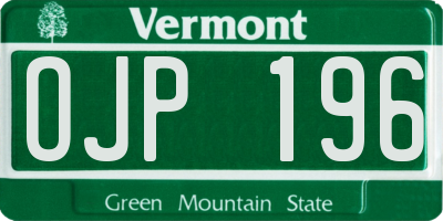 VT license plate OJP196