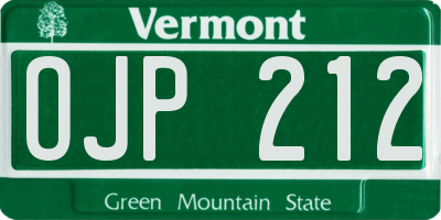 VT license plate OJP212