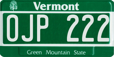 VT license plate OJP222