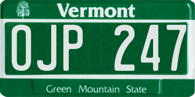 VT license plate OJP247