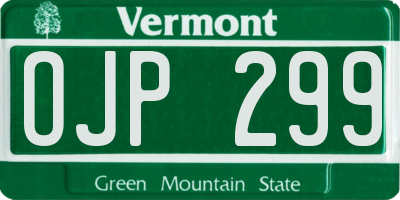 VT license plate OJP299