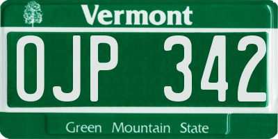 VT license plate OJP342