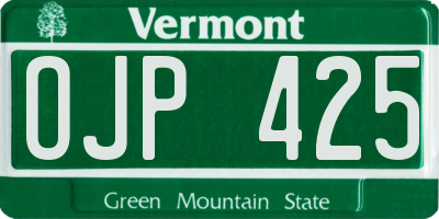 VT license plate OJP425