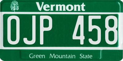 VT license plate OJP458