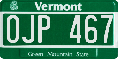 VT license plate OJP467