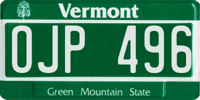 VT license plate OJP496
