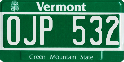 VT license plate OJP532