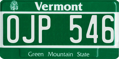 VT license plate OJP546