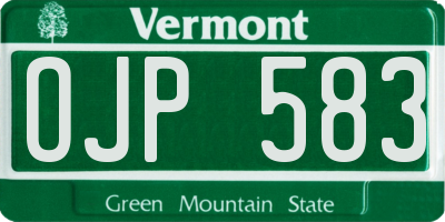 VT license plate OJP583