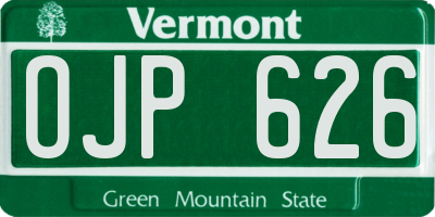 VT license plate OJP626