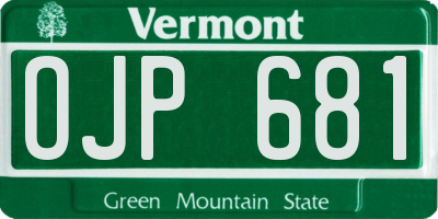 VT license plate OJP681