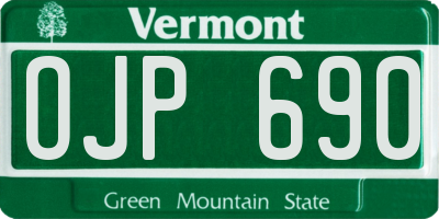 VT license plate OJP690