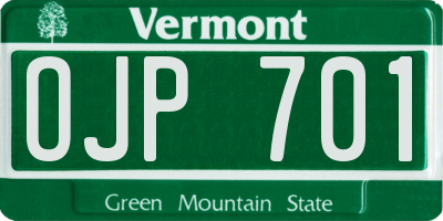 VT license plate OJP701