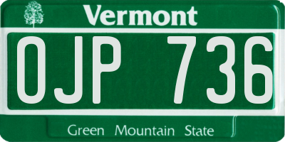 VT license plate OJP736