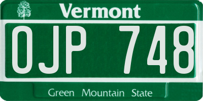 VT license plate OJP748