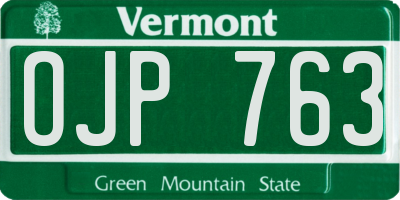 VT license plate OJP763