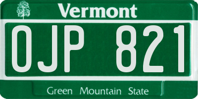 VT license plate OJP821