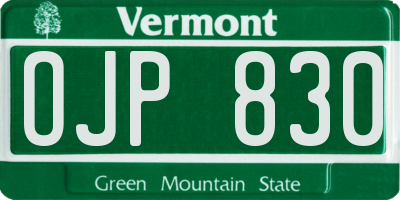 VT license plate OJP830