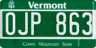 VT license plate OJP863