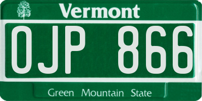VT license plate OJP866