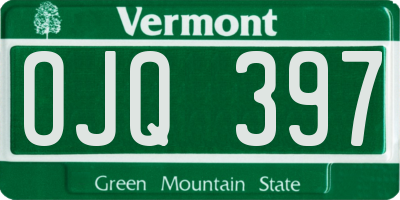 VT license plate OJQ397