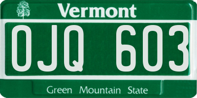 VT license plate OJQ603