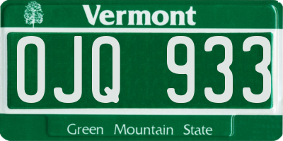 VT license plate OJQ933