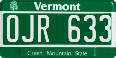 VT license plate OJR633