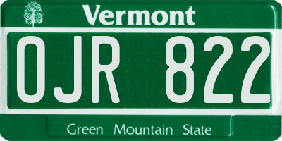VT license plate OJR822