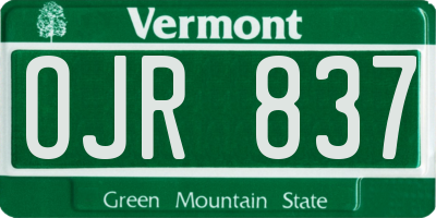VT license plate OJR837