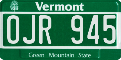 VT license plate OJR945