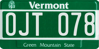 VT license plate OJT078