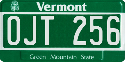 VT license plate OJT256