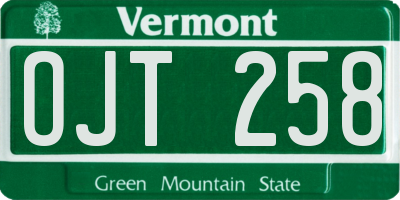 VT license plate OJT258